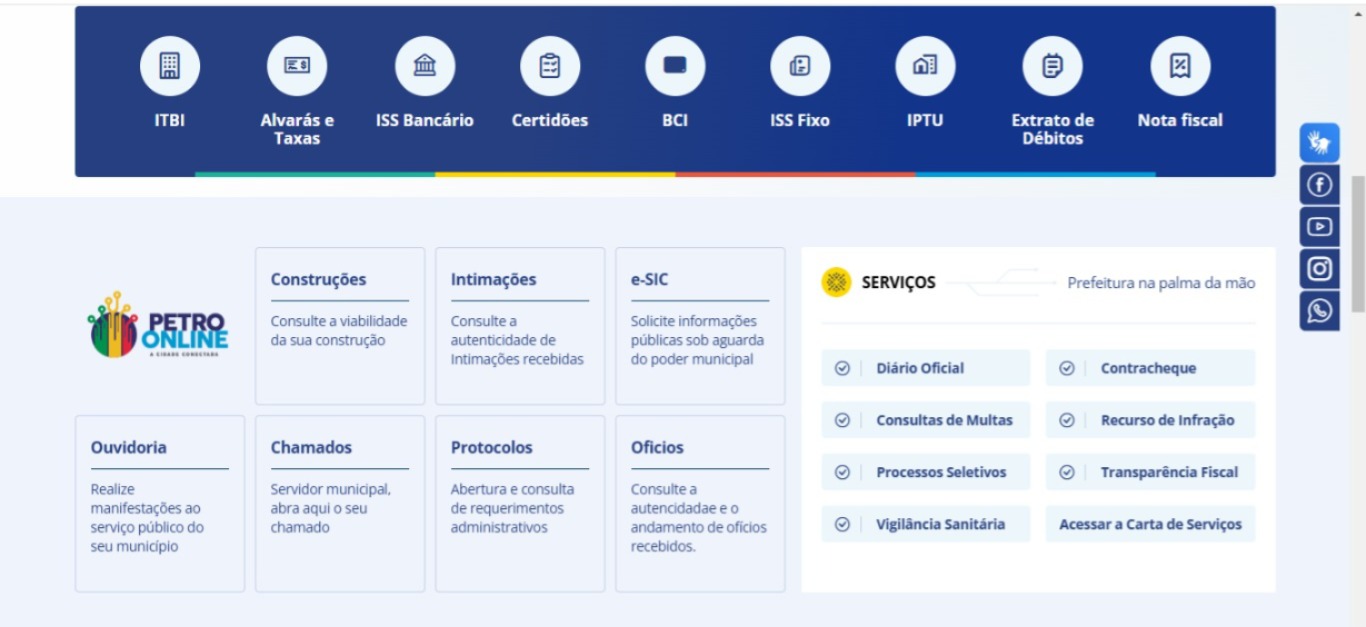 Plataforma Petro Online é uma ferramenta de ligação entre a Prefeitura e a população