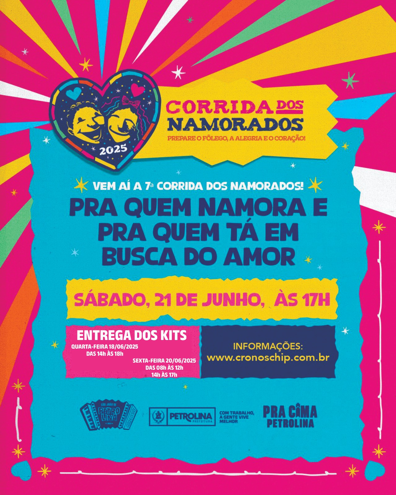Kits da Corrida dos Namorados serão entregues a partir desta quarta-feira no Parque Josepha Coelho 